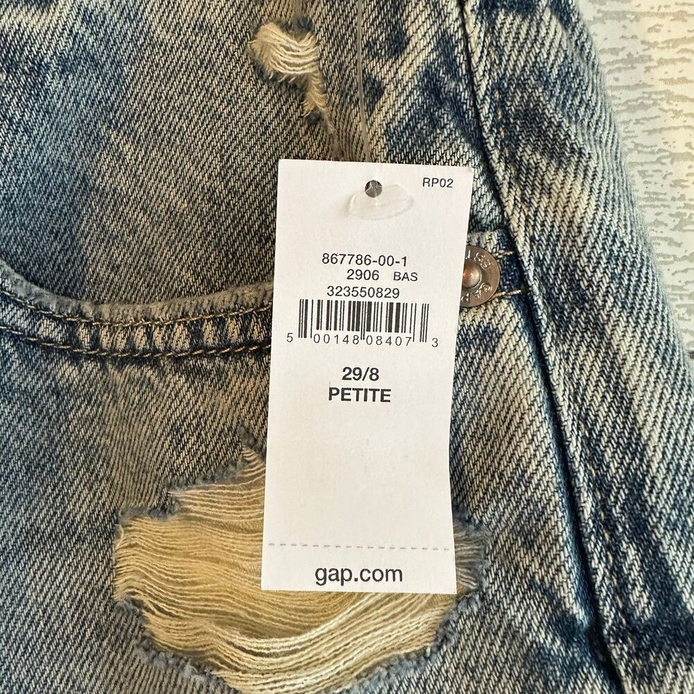 GAP 8" Mid Rise Loose Denim Bermuda Shorts Light indigo Cotton Size 29 Petite - Picture 6 of 9